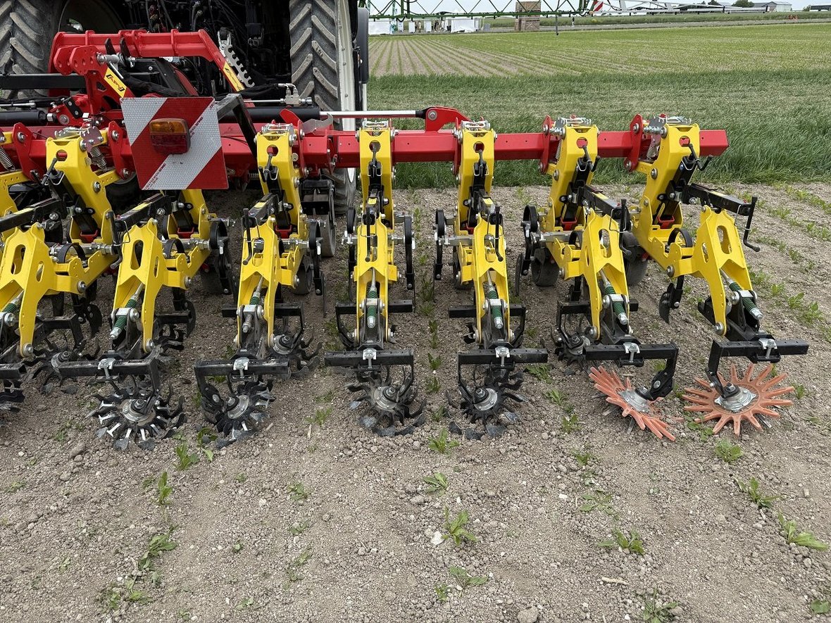 Pielnik APV HS korzysta z kamery Culticam 3D Professional firmy Claas, która kontroluje najczęściej 3 rzędy roślin. Wyposażenie sekcji w koła palcowe umożliwia usunięcie chwastów z rzędów roślin