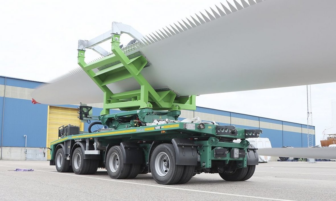 Transport turbin wiatrowych z Goldhofer